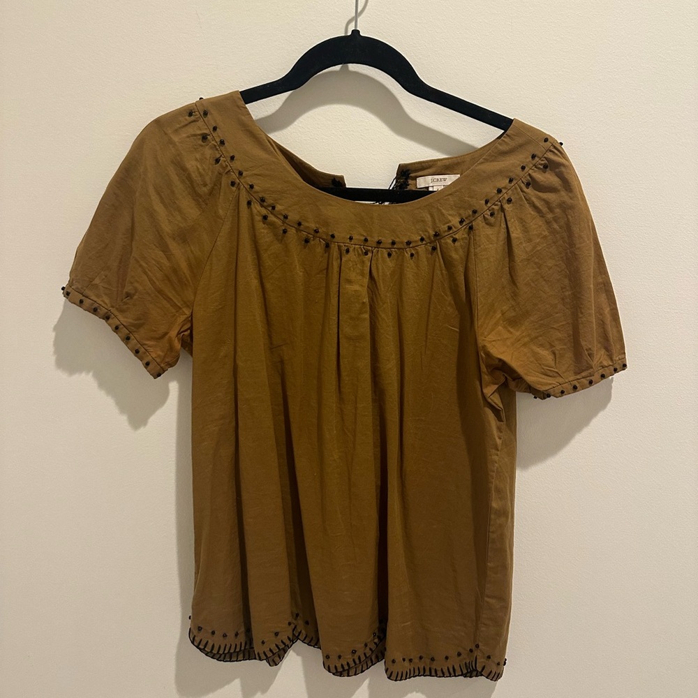 J crew Brown Women's Top with Black Accents
